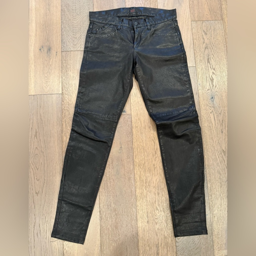 Gold Design Black leather pants, 29inch waist.